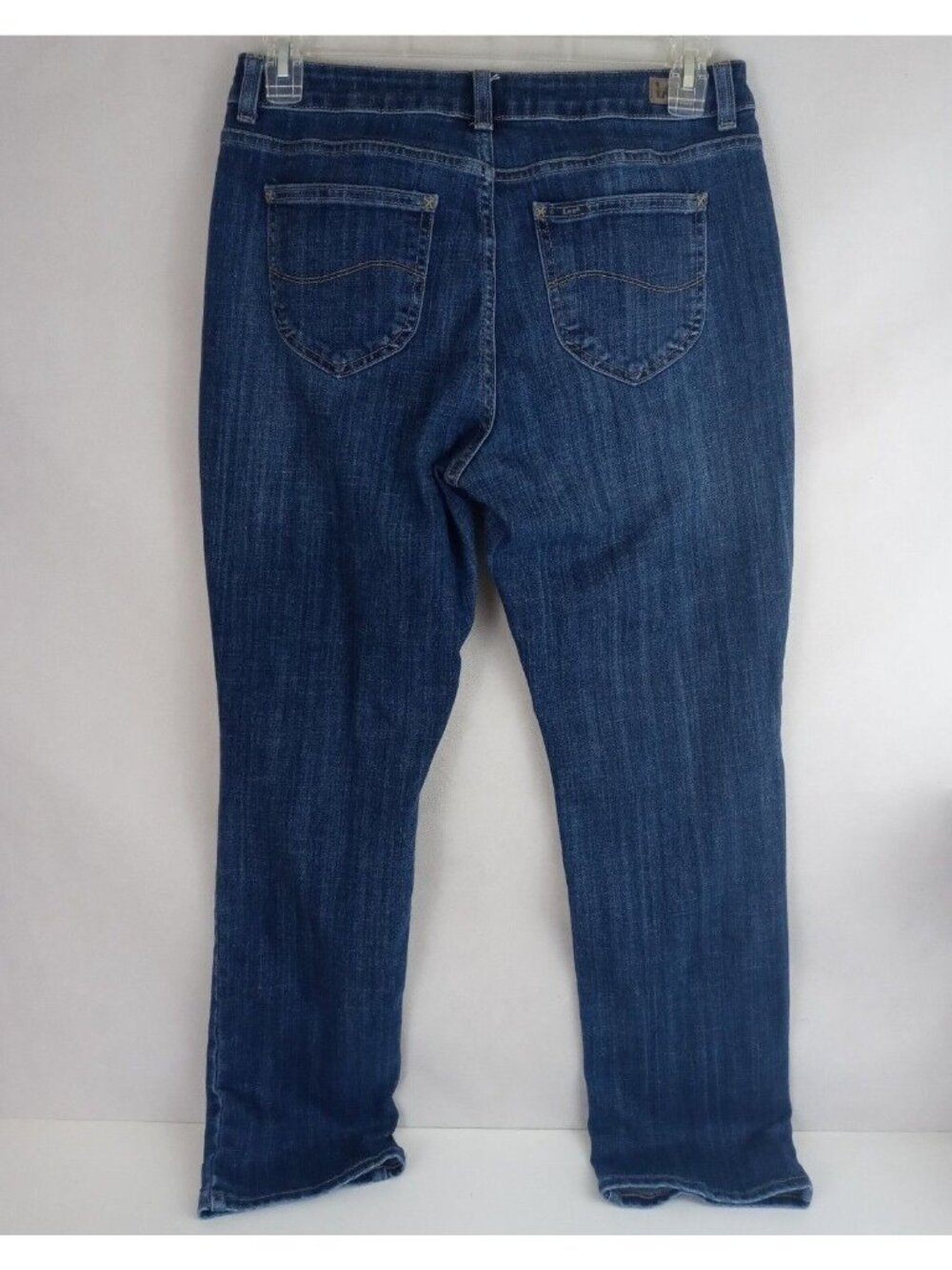 Lee Women's Distressed Whiskered Regular Fit Straight Leg Mid Rise Jeans Size 12
